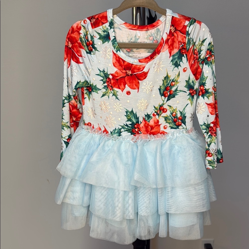 Posh Peanut Winter Floral poinsettia dress